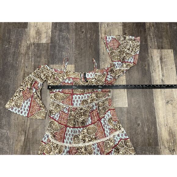 Design Lab Womens Small Bohemian Hippie Flowy Tunic Cottage Core Peasant Dress - Picture 10 of 15